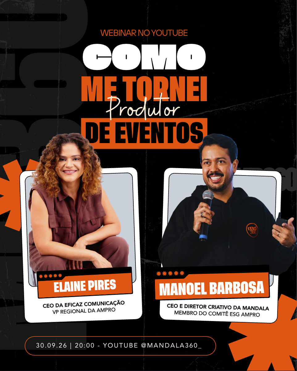 Elaine Pires e Manoel Barbosa no webinar Como me tornei produtor de eventos